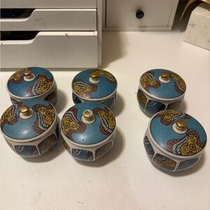 Golden Apricot fine china vintage 6 pices with tops